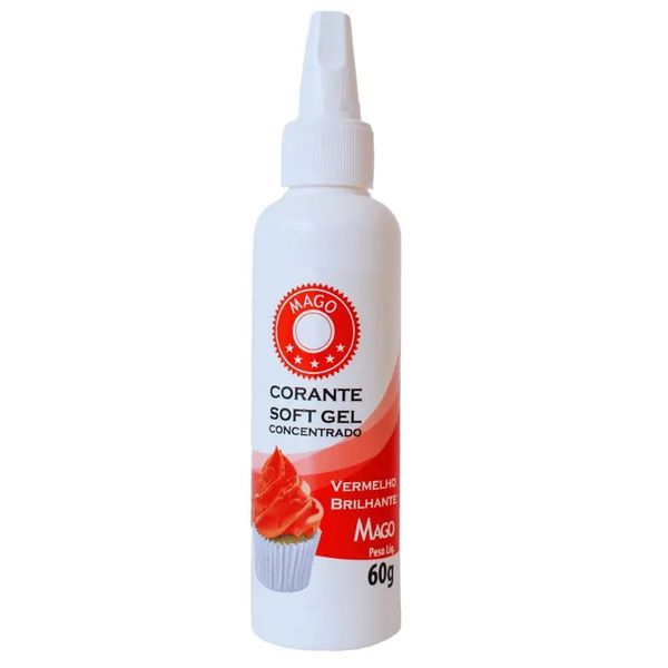 CORANTE SOFT GEL VERMELHO BRILHANTE 60G MAGO - 672139 - CHOKDOCE