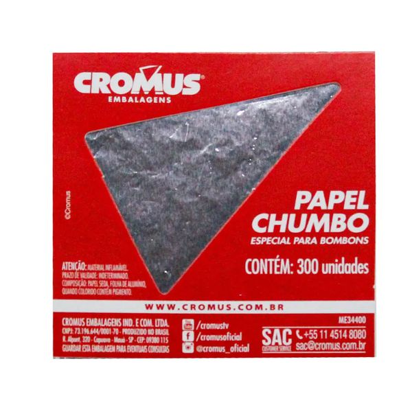 PAPEL CHUMBO PRATA 16X15.6CM COM 300 UNIDADES CROMUS - 205689 - CHOKDOCE