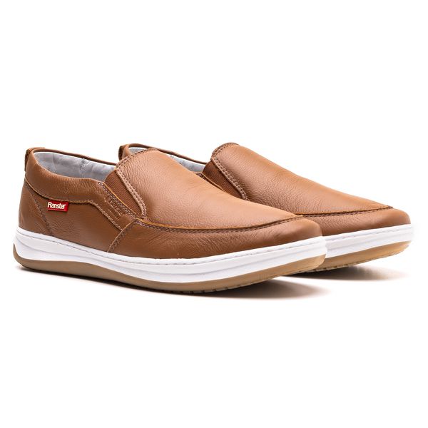 Sapatênis Slip On Masculino Couro Caramelo