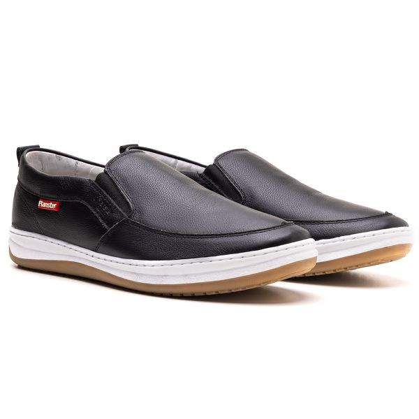 Sapatênis Slip On Masculino Couro Preto