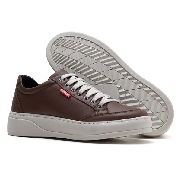 Tênis Couro Masculino Comfort Café