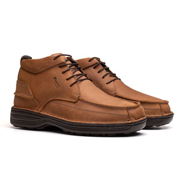 Bota Comfort Masculino em Couro Rústico Castor