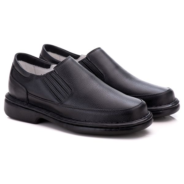 Sapato Comfort Masculino em Couro Preto Floter