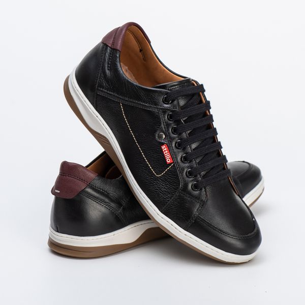 Sapatenis masculino couro preto top