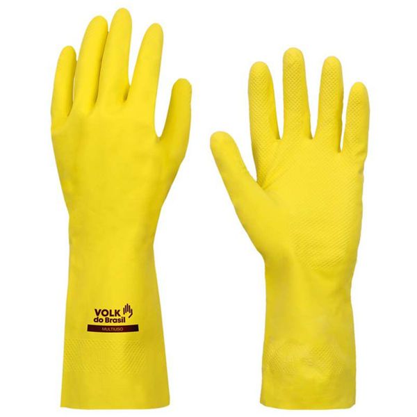 LUVA LATEX COM FORRO AMARELO MULTIUSO SLIM VOLK 10.53.044.01