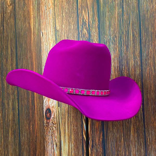 Chapéu Country Diamond Aba 10 Pink com Bandinha de Strass 