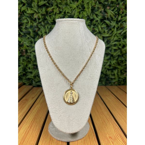 Colar Corrente Feminino Cor Dourado com Regulagem 