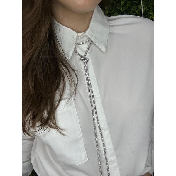 Gravatinha Feminina Country Prata com Regulagem 