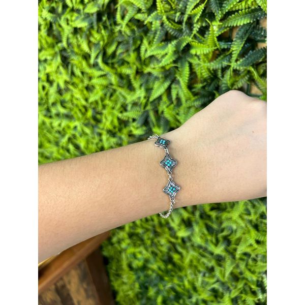 Pulseira Prata Detalhe Esmaltado com Regulagem