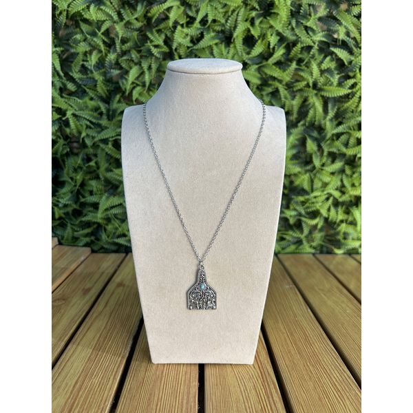 Colar Corrente Feminino Cor Prata Detalhe Esmaltado com Regulagem