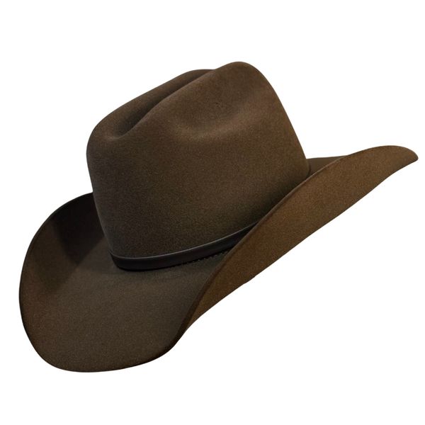 Chapéu Country Montana Café Aba 10 Aveludado Unissex Bandinha Couro 