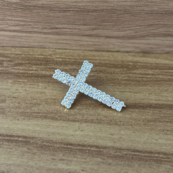 Aplique de Metal Broche para Chapéu Modelo Cruz de strass