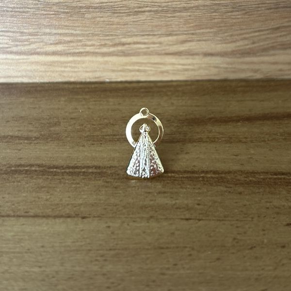Aplique de Metal Broche para Chapéu Modelo Nossa Senhora Dourado
