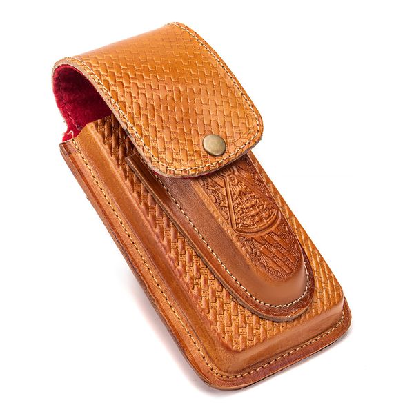 Capa de Couro Canguru para Celular e Canivete Caramelo