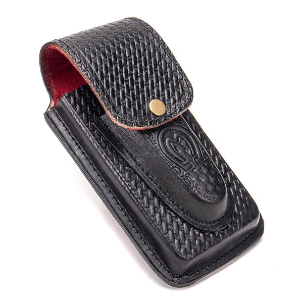 Capa de Couro Canguru para Celular e Canivete Preto 