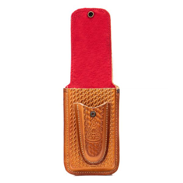 Capa de Couro Canguru para Celular e Canivete Caramelo