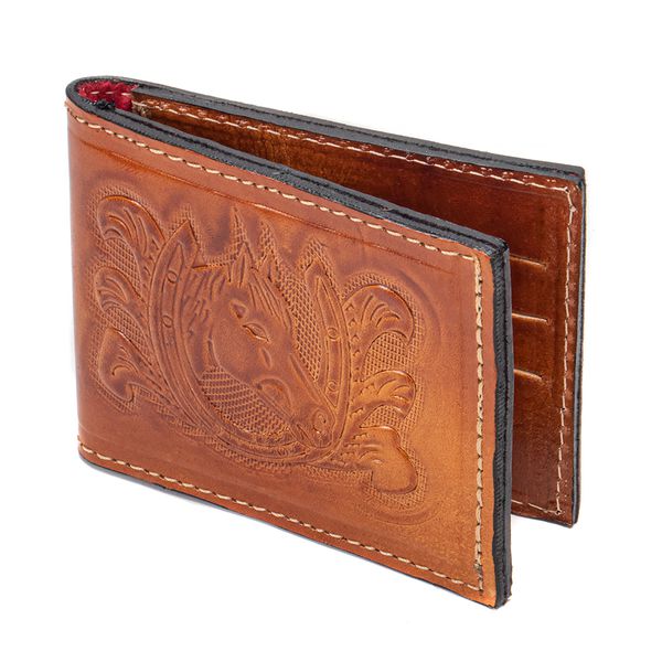 Carteira Premium em Couro Porta Cartão Estilo Country Caramelo