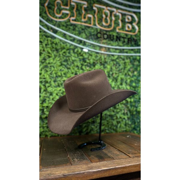 Chapéu Country Montana Café Aba 10 Aveludado Unissex Bandinha Couro 