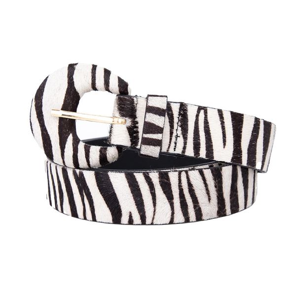 Cinto Animal Print Zebra Fivela Metal 
