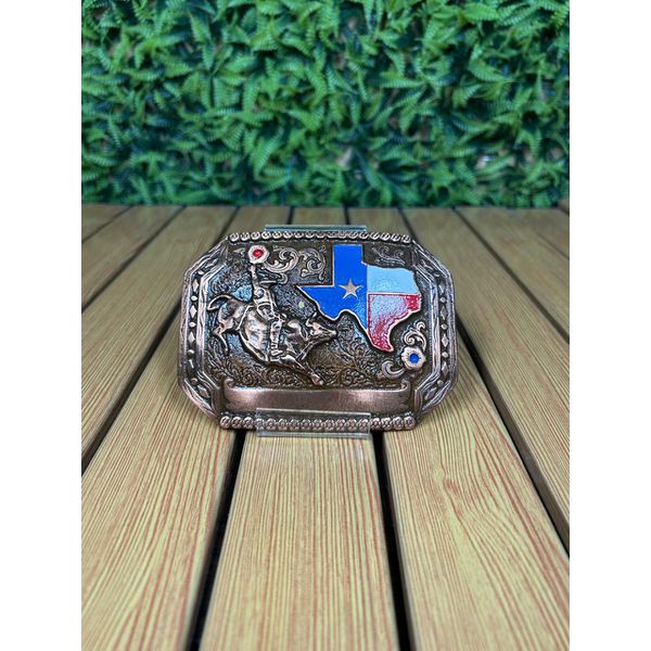 Fivela Country Cowboy Unissex Texas Ouro Velho 
