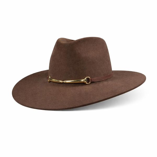 Chapéu Aba 8 Café com bandinha bridão G dourado Coração Acelerado 