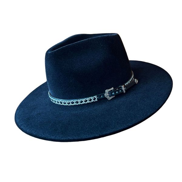 Chapéu Fedora Shine Preto Aba Média Reta 7,5 cm - Preto Triângulo