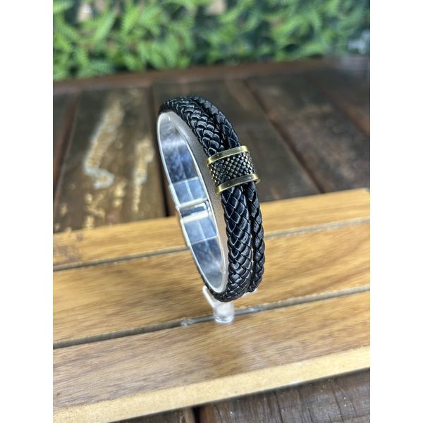 Pulseira de Couro Country Unissex Premium Detalhes Em Dourado