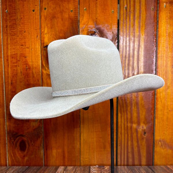 Chapéu Infantil Country Diamond Gelo Aba 9 Aveludado Unissex Bandinha Strass