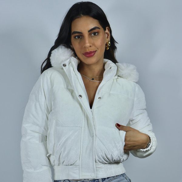 Jaqueta Puffer Branca Brilhante Feminina - Club 21 Country