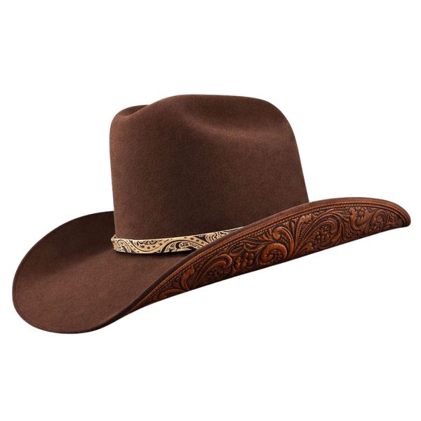 Chapéu Country Legado Café Aba 10 Unissex Bandinha e Detalhes Lateral em Couro Café