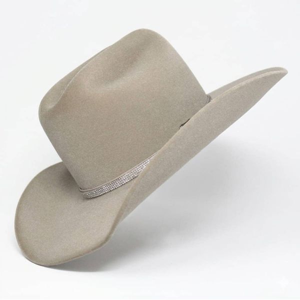 Chapéu Country Diamond Aba 10 Gelo com Bandinha de Strass Gelo