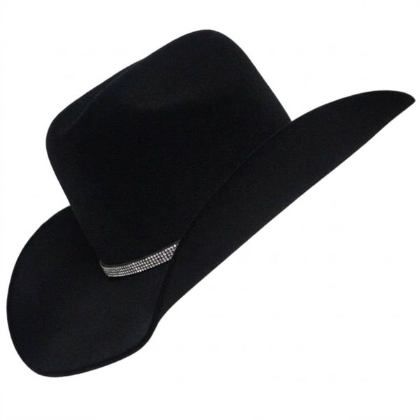 Chapéu Country Diamond Aba 10 Preto com Bandinha de Strass