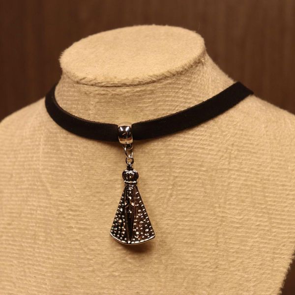 Choker Feminina Camurça Preta 