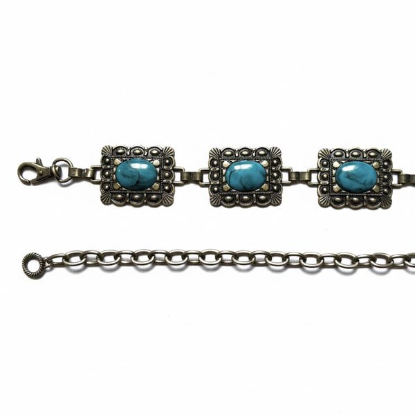 Cinto Corrente de Metal Country Dourado com Detalhes Esmaltados