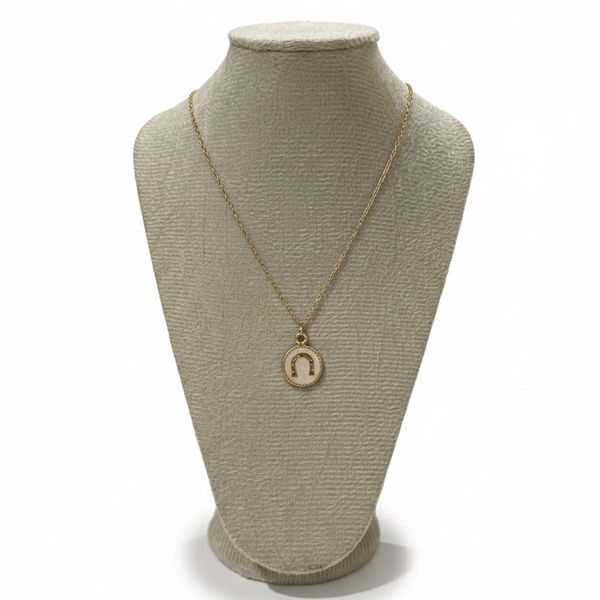 Colar Dourado Feminino Ferradura Detalhe Esmaltado