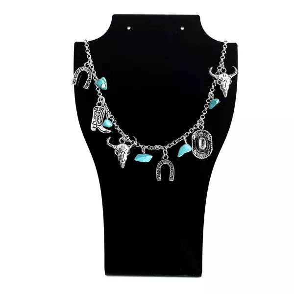 Colar Feminino Country Aço Detalhes Esmaltados