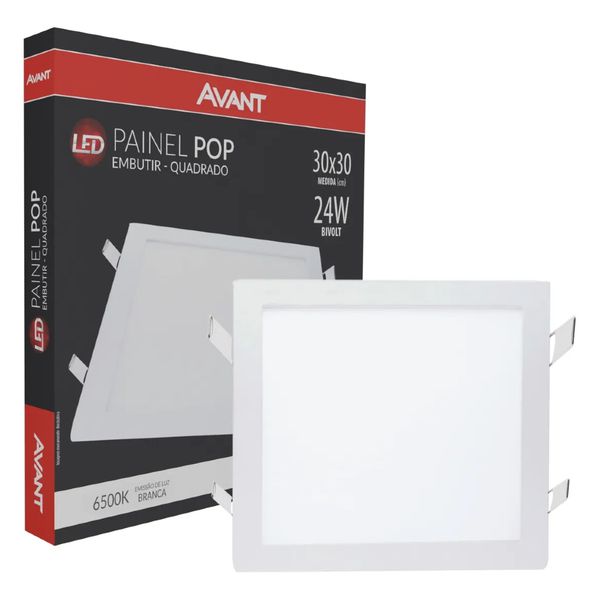 Painel Plafon Led 24w Embutir Quadrado Branco Frio 6500k Bivolt Avant