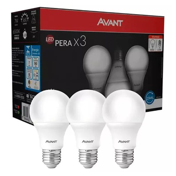 Kit 3 Lâmpadas Pera Led 7w 6500k Avant