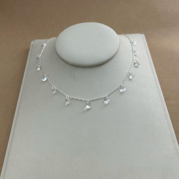 CHOKER COM 13 ZIRCÔNIAS CRISTAL SEM BORDA PENDURADAS CARTIER 