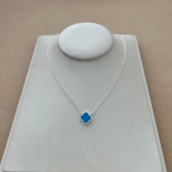 COLAR TREVO DE 4 FOLHAS AZUL ELOS OVAIS