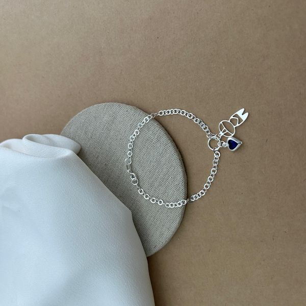 PULSEIRA CIRCULO COM MENINO VAZADO CORAÇÃO ZIRCÔNIA SAFIRA