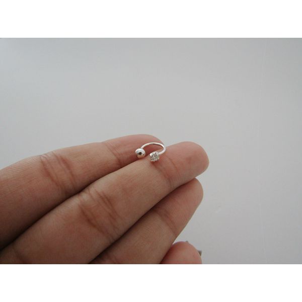 Piercing Fake Bolinha Lisa e Zircônia Redonda Cristal