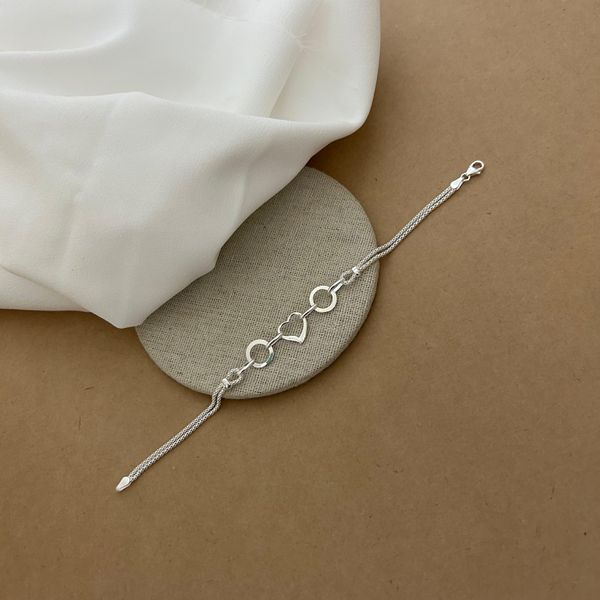 PULSEIRA CORAÇÃO VAZADO ARGOLINHA PIPOCA DUPLA