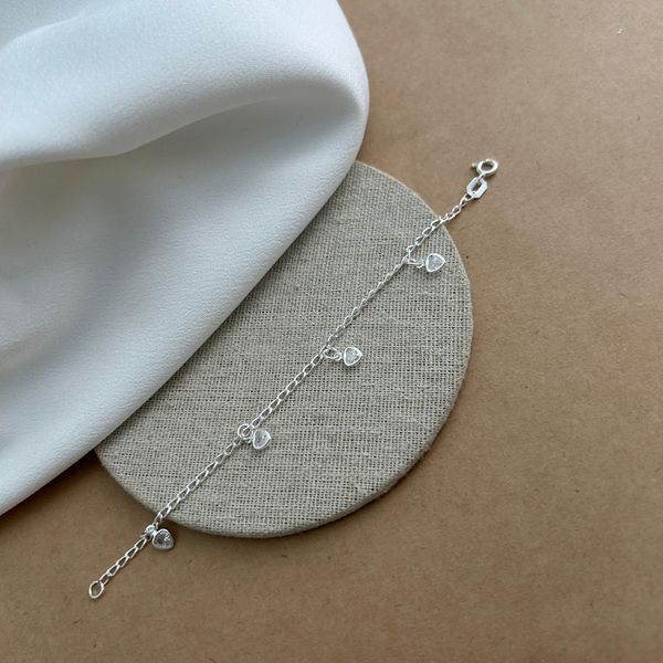 PULSEIRA INFANTIL COM 4 CORAÇÕES DE ZIRCÔNIA CRISTAL GRUMETT ALONGADO