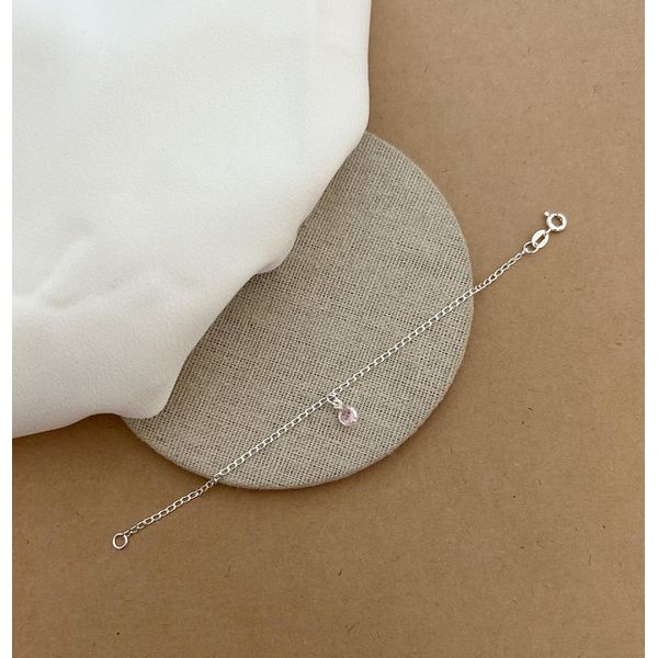 PULSEIRA INFANTIL ELOS ALONGADO COM 1 ZIRCÔNIA REDONDA ROSA