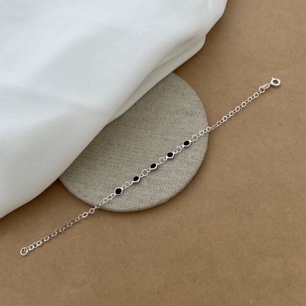 Pulseira 5 Zirconias Onix 3mm Elos Arredondados