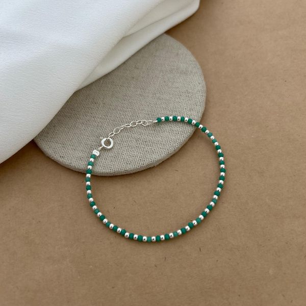 Pulseira Cristais Verde Com Bolinhas 