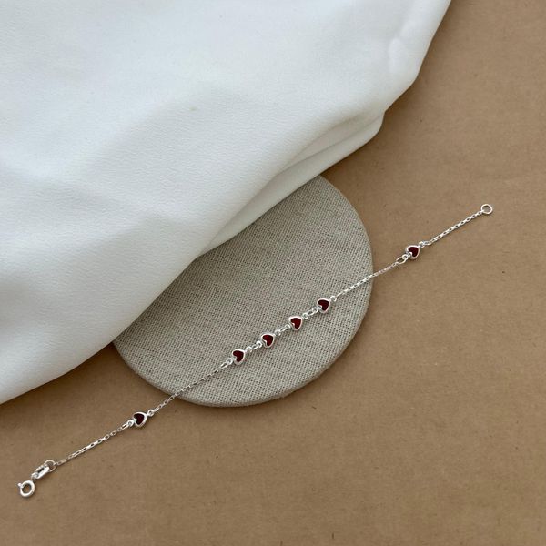 Pulseira Corações Zircônia Rubi 