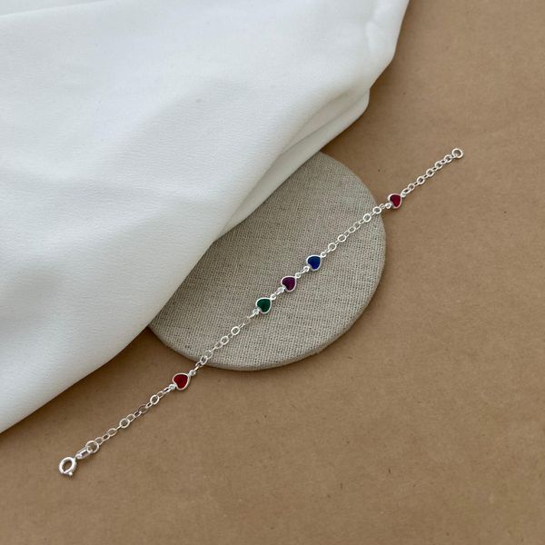 Pulseira 5 Corações Medio Zircônia Colors 