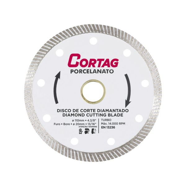 Disco Diamantado Turbo Para Porcelanato 110mm 60863 Cortag